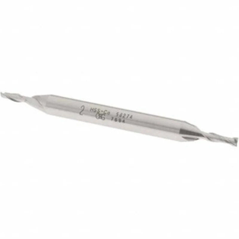 OSG 2mm, 15/64 LOC, 3/16 Shank Diam, 2-1/4 OAL, 2 Flute, Cobalt Square End Mill Double End, Uncoated, Spiral Flute, 3...